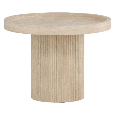ronde travertinlook bijzettafel 60 cm beige afbeelding 2