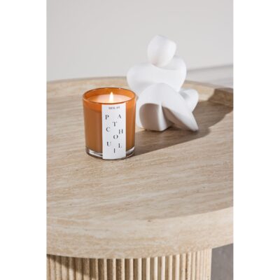 ronde travertinlook bijzettafel 60 cm beige afbeelding 3