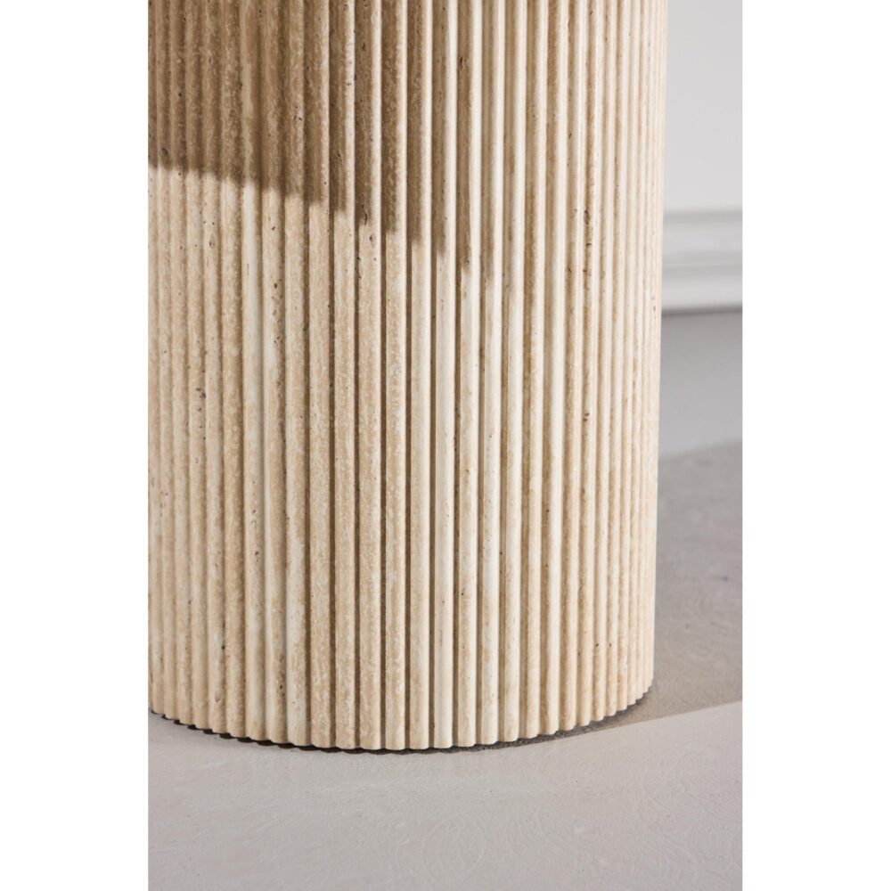 ronde travertinlook bijzettafel 60 cm beige afbeelding 4
