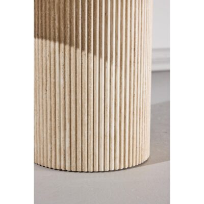 ronde travertinlook bijzettafel 60 cm beige afbeelding 4