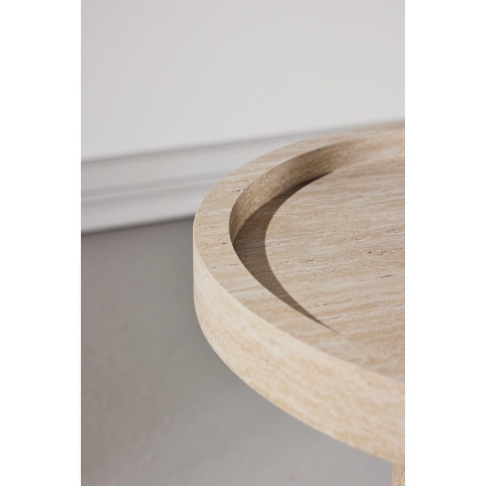 ronde travertinlook bijzettafel 60 cm beige afbeelding 5