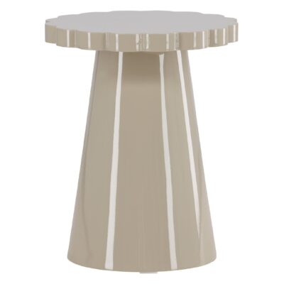 beige ronde hoogglans bijzettafel 45 cm afbeelding 1