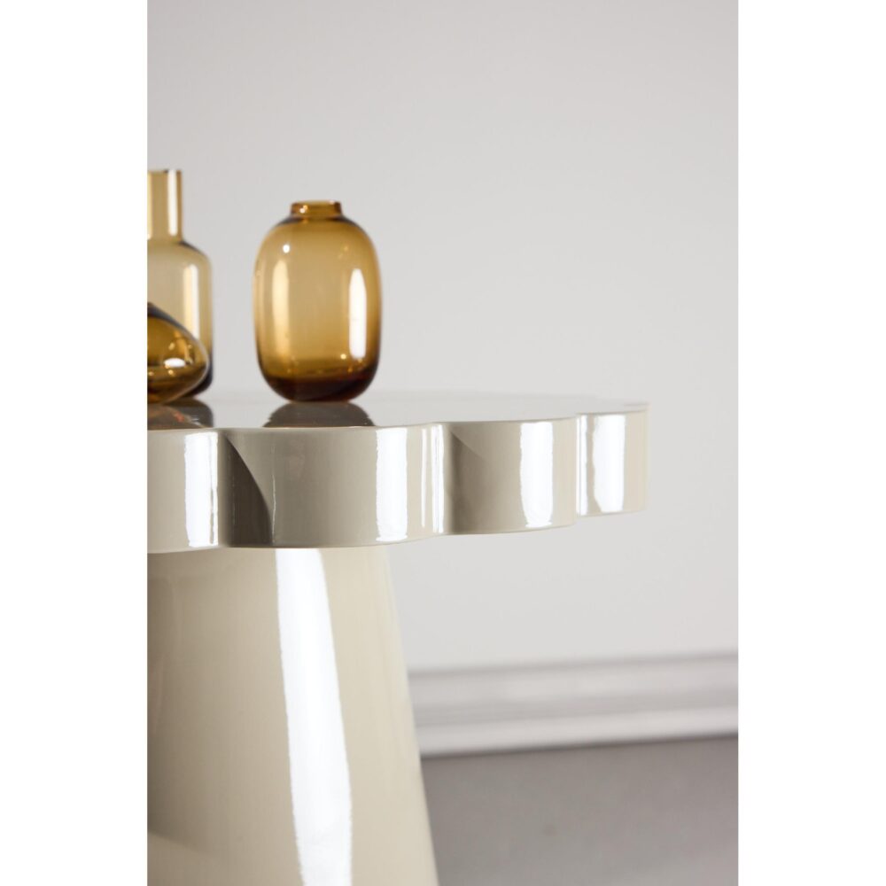 beige ronde hoogglans bijzettafel 45 cm afbeelding 4
