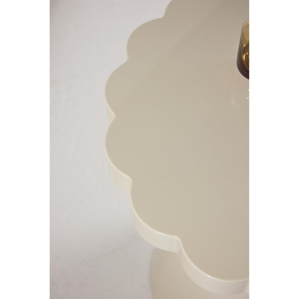 beige ronde hoogglans bijzettafel 45 cm afbeelding 5