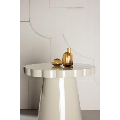 beige ronde hoogglans bijzettafel 45 cm afbeelding 6