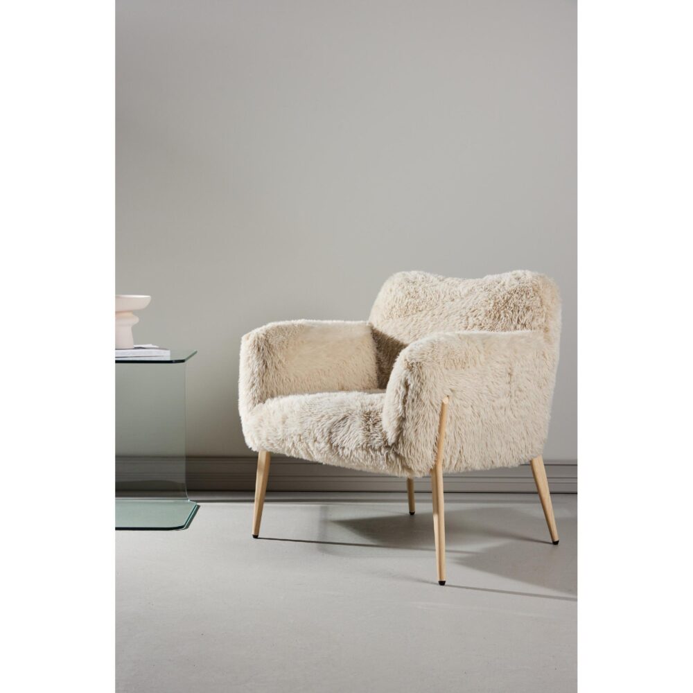 beige teddy fauteuil met armleuningen afbeelding 5
