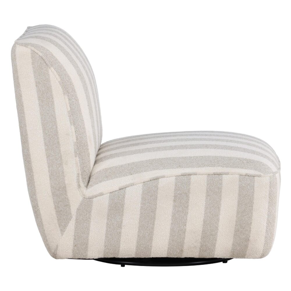 gestreepte beige loungestoel zonder armleuningen afbeelding 2