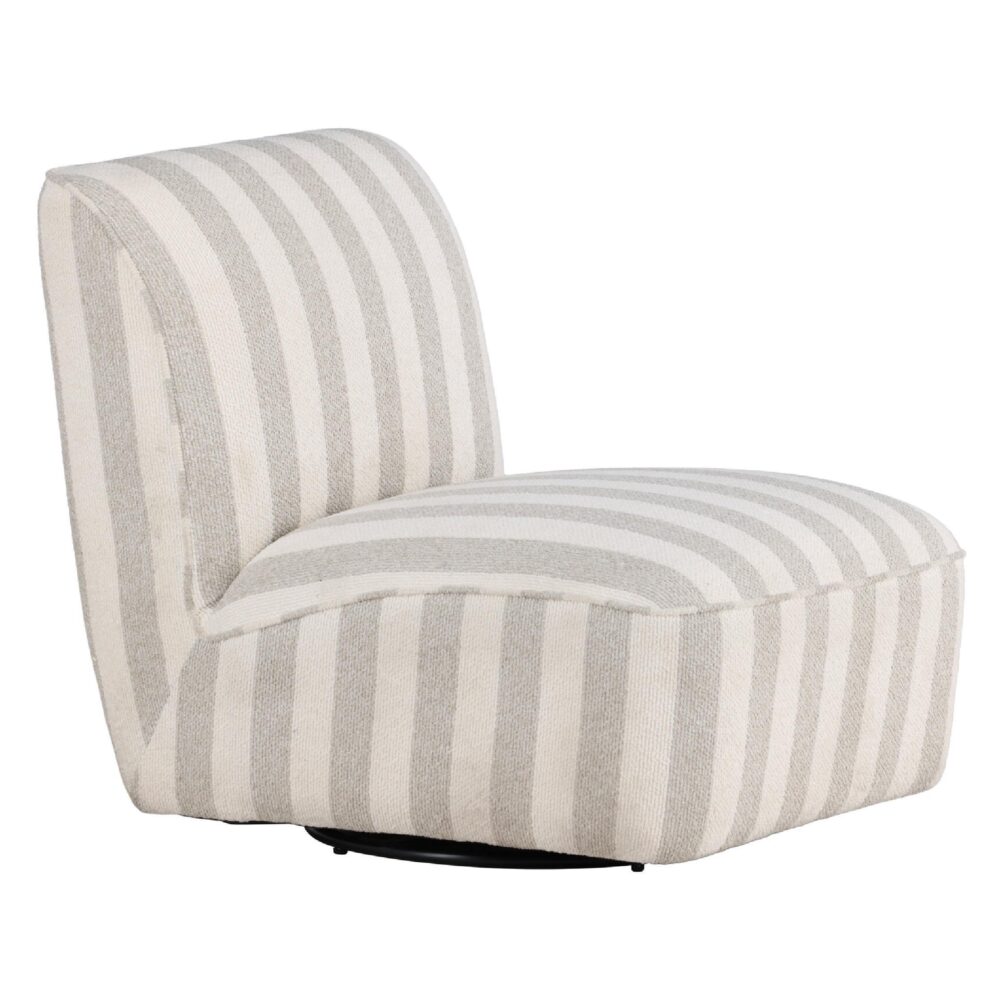 gestreepte beige loungestoel zonder armleuningen afbeelding 1