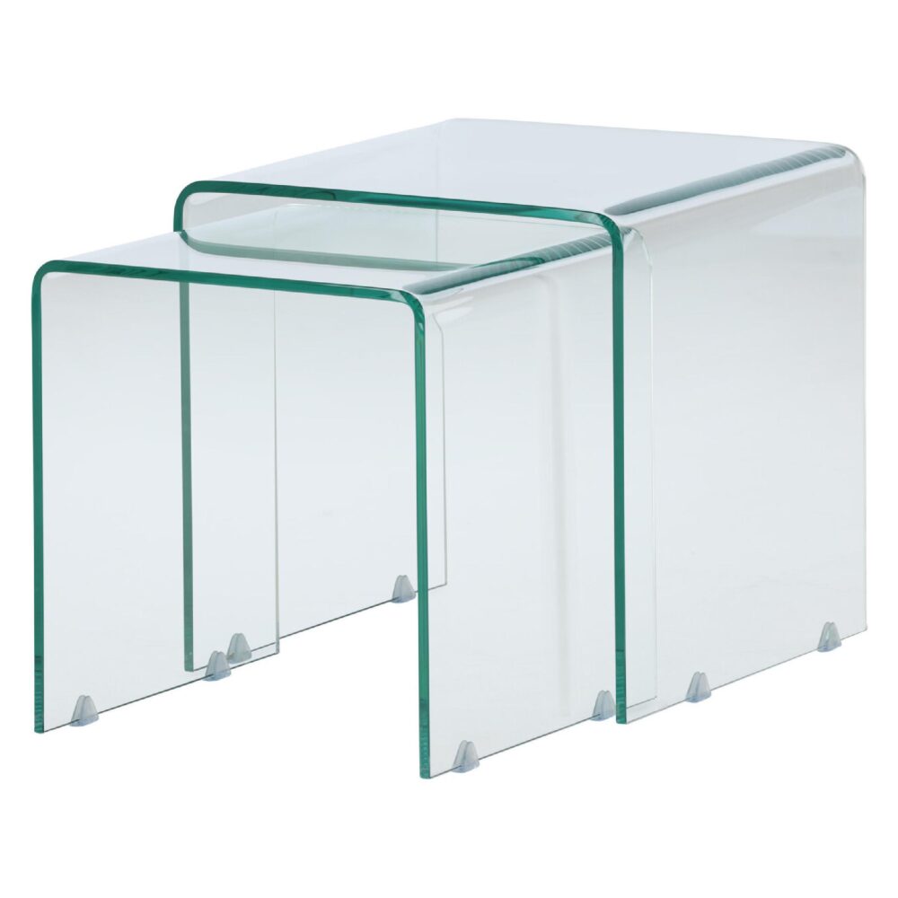 transparante glazen bijzettafels set van 2 afbeelding 1