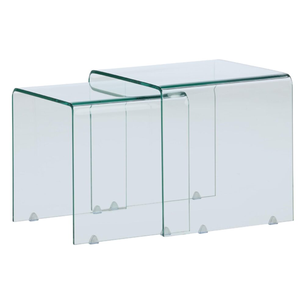 transparante glazen bijzettafels set van 2 afbeelding 3