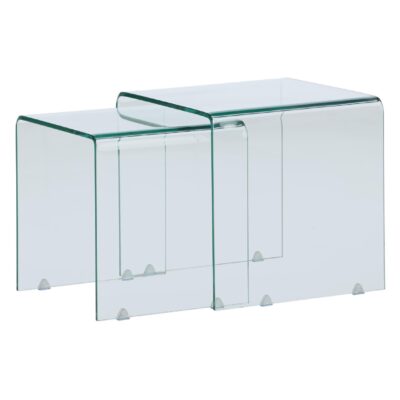 transparante glazen bijzettafels set van 2 afbeelding 3