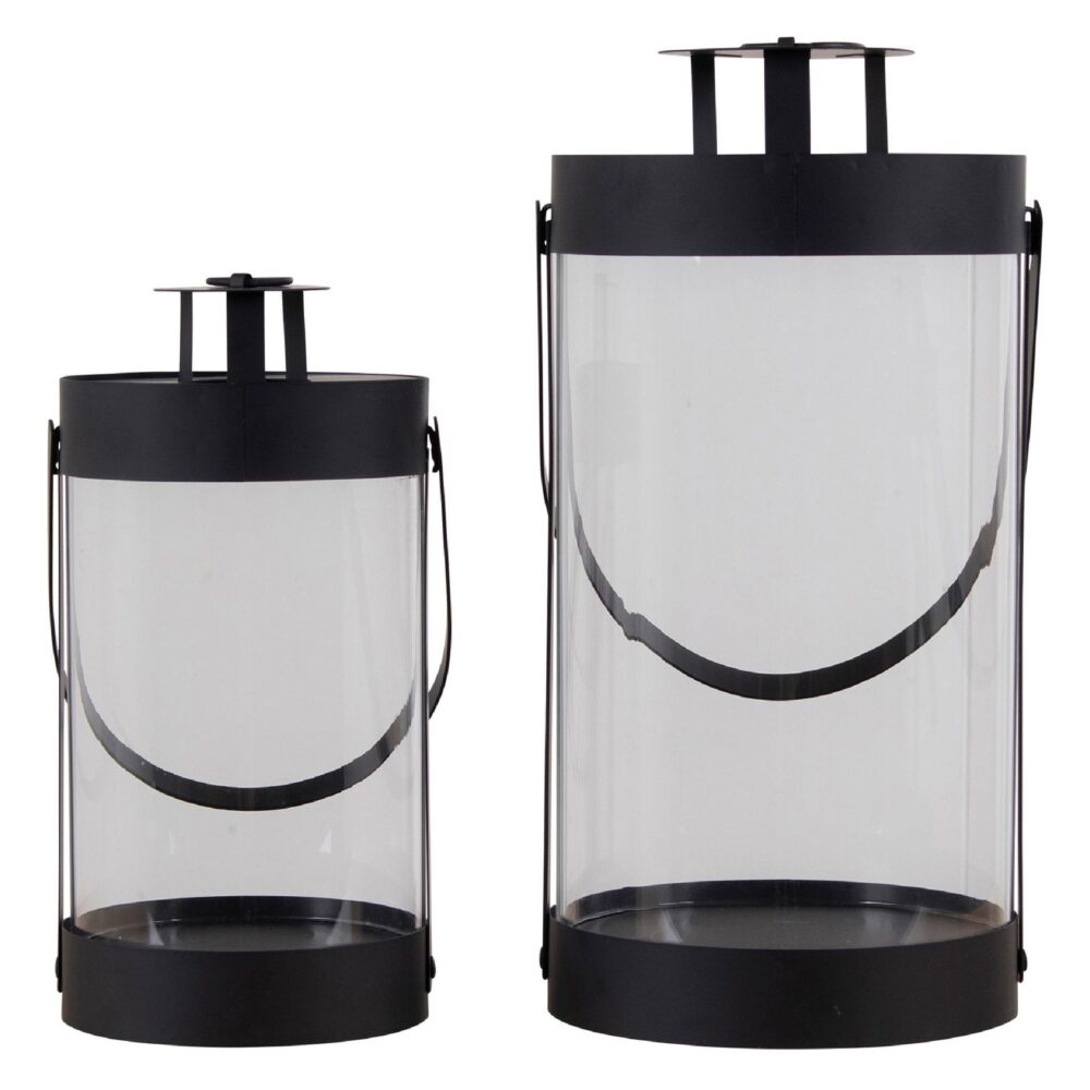 zwarte stalen lantaarns set van 2 afbeelding 2