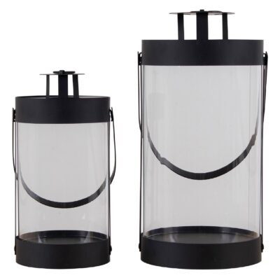 zwarte stalen lantaarns set van 2 afbeelding 2