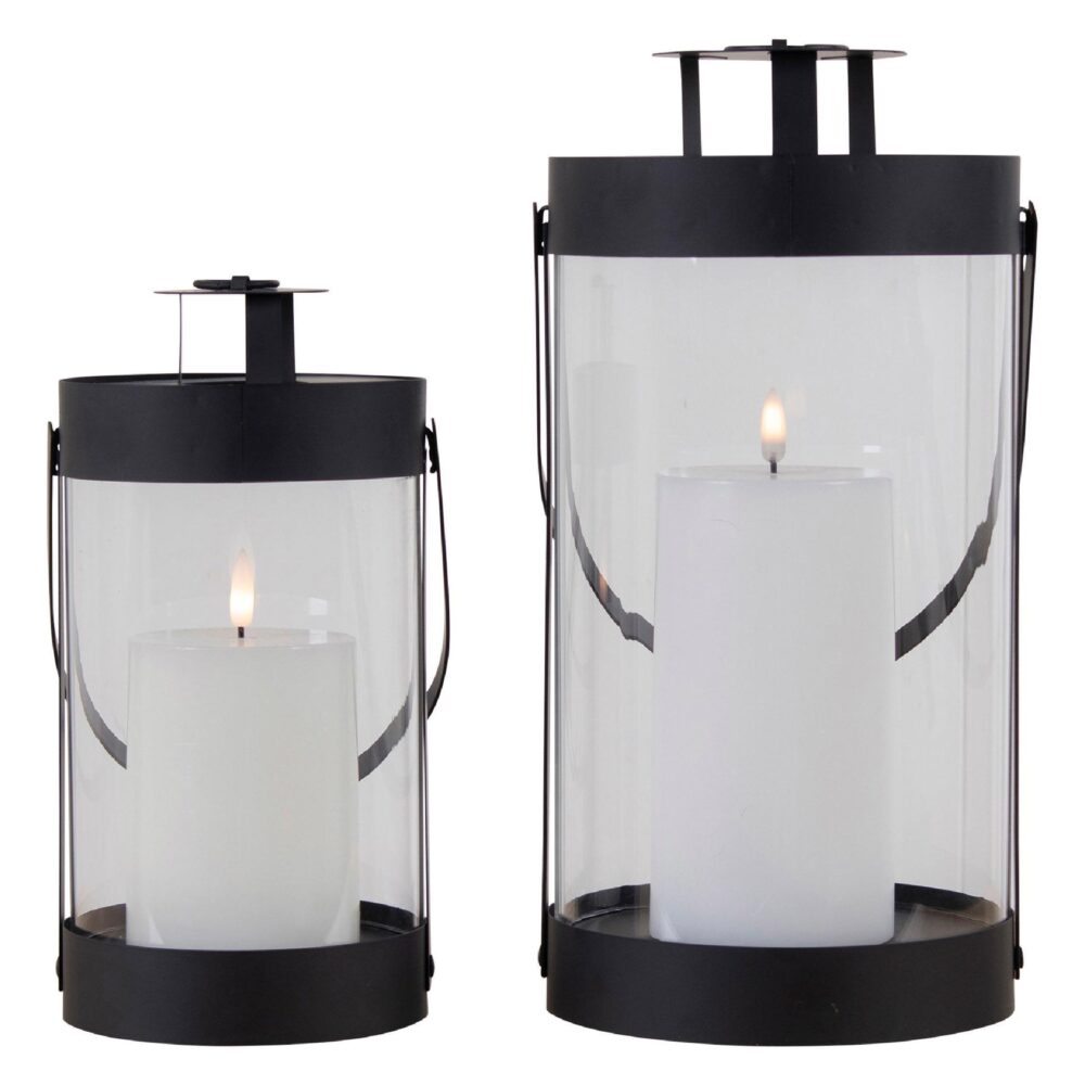 zwarte stalen lantaarns set van 2 afbeelding 3