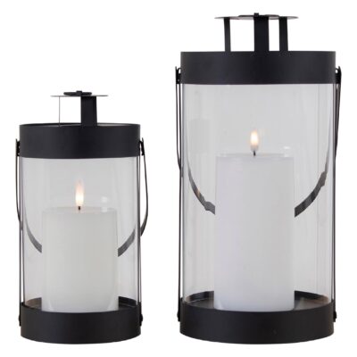 zwarte stalen lantaarns set van 2 afbeelding 3