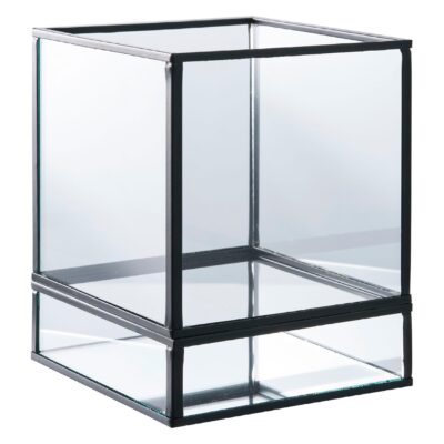 zwart glazen windlicht kaarsenhouder afbeelding 2