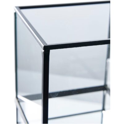 zwart glazen windlicht kaarsenhouder afbeelding 3