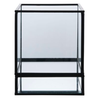 zwart glazen windlicht kaarsenhouder afbeelding 1