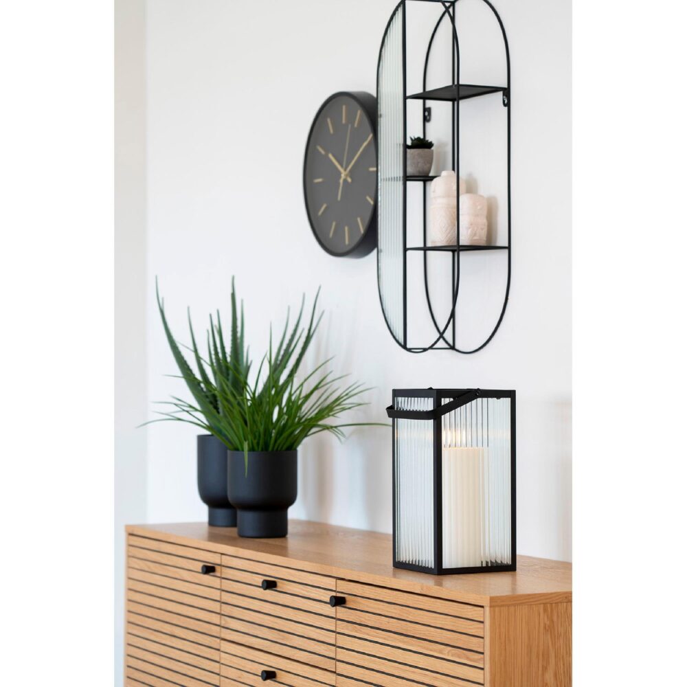 zwarte metalen lantaarn windlicht afbeelding 4