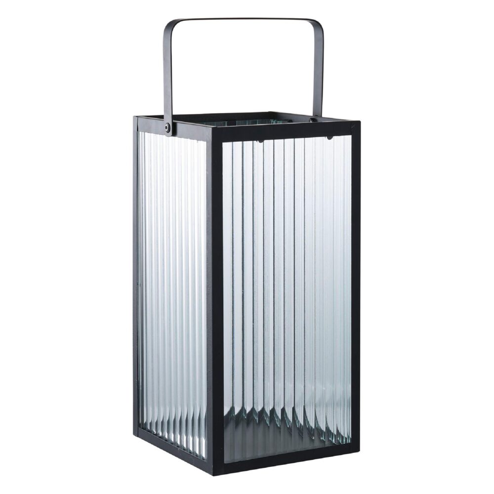 zwarte metalen lantaarn windlicht afbeelding 2