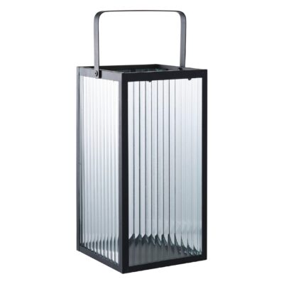 zwarte metalen lantaarn windlicht afbeelding 2