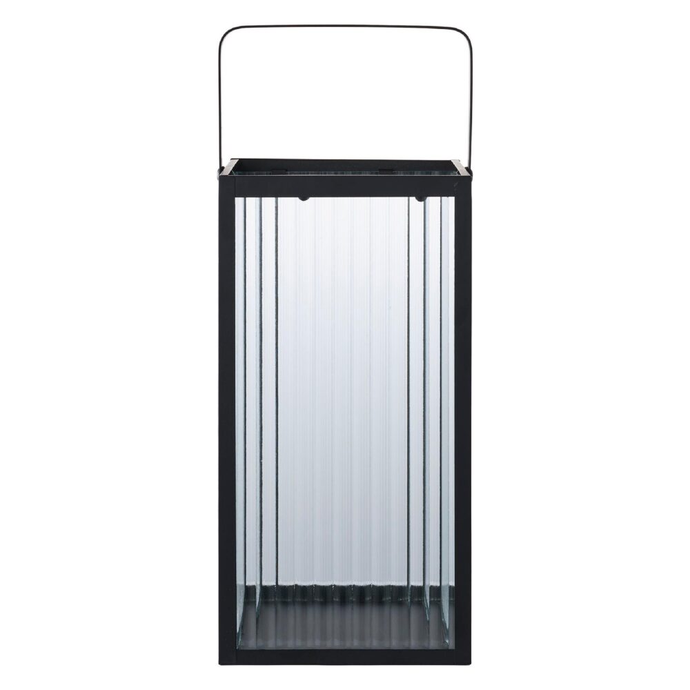 zwarte metalen lantaarn windlicht afbeelding 1