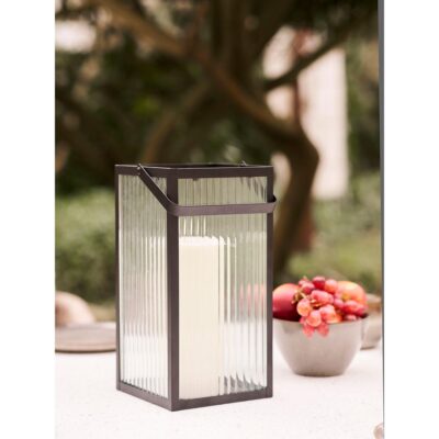 zwarte metalen lantaarn windlicht afbeelding 5