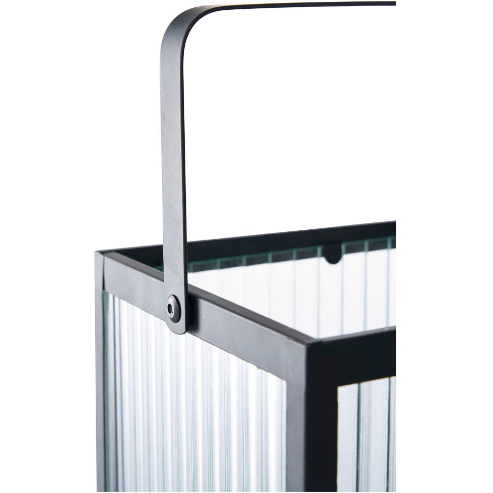 zwarte metalen lantaarn windlicht afbeelding 3