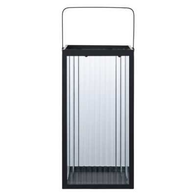 zwarte metalen lantaarn windlicht afbeelding 1