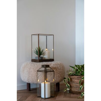 antiek messing lantaarn met glas afbeelding 4