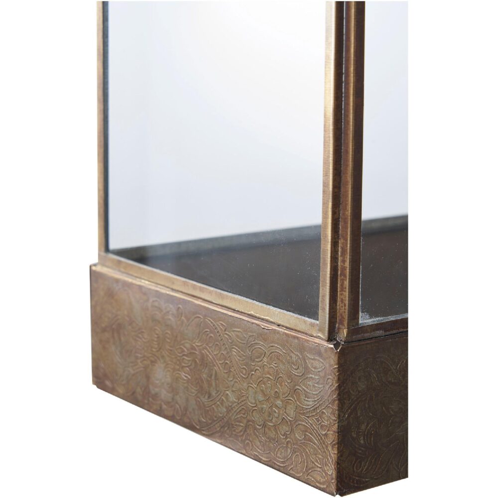 antiek messing lantaarn met glas afbeelding 3