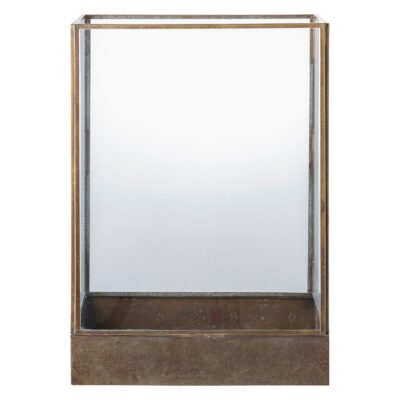 antiek messing lantaarn met glas afbeelding 1