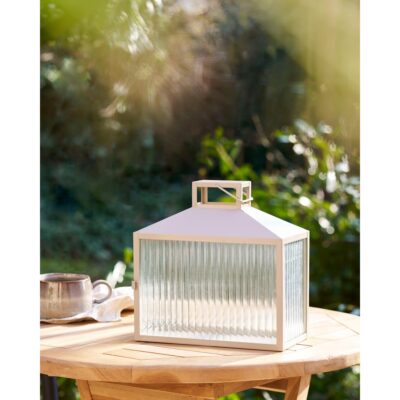 beige grijze metalen lantaarn windlicht afbeelding 3