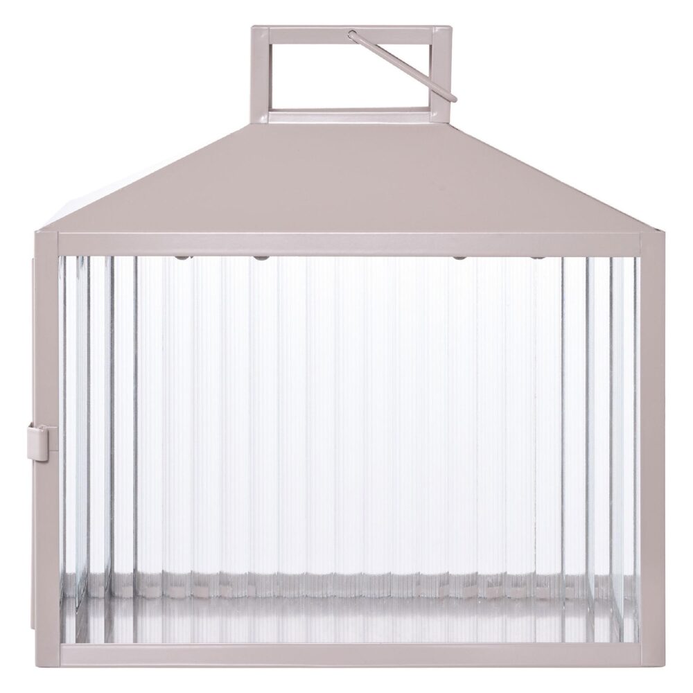 beige grijze metalen lantaarn windlicht afbeelding 2