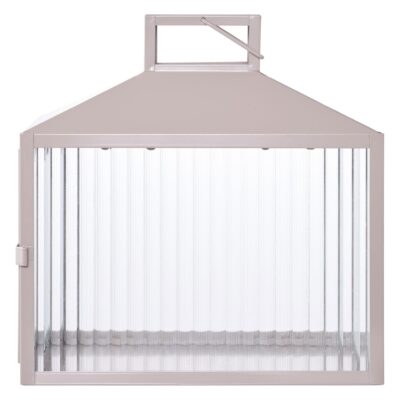 beige grijze metalen lantaarn windlicht afbeelding 2