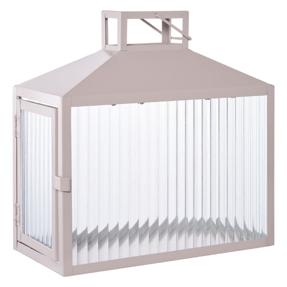 beige grijze metalen lantaarn windlicht afbeelding 1