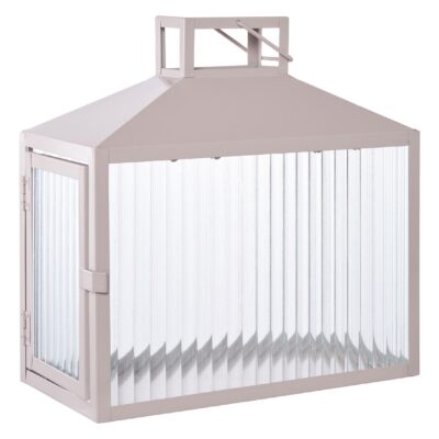 beige grijze metalen lantaarn windlicht afbeelding 1