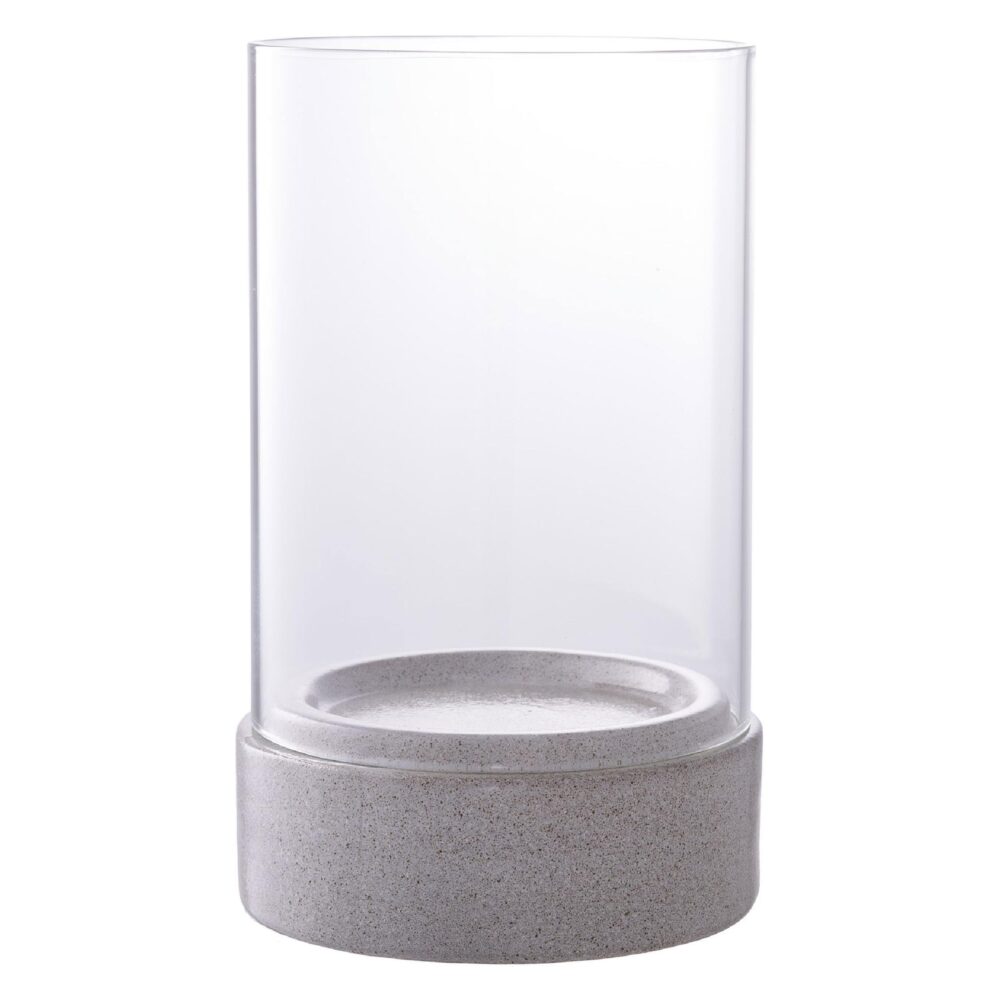 grijs glazen windlicht kaarshouder afbeelding 1