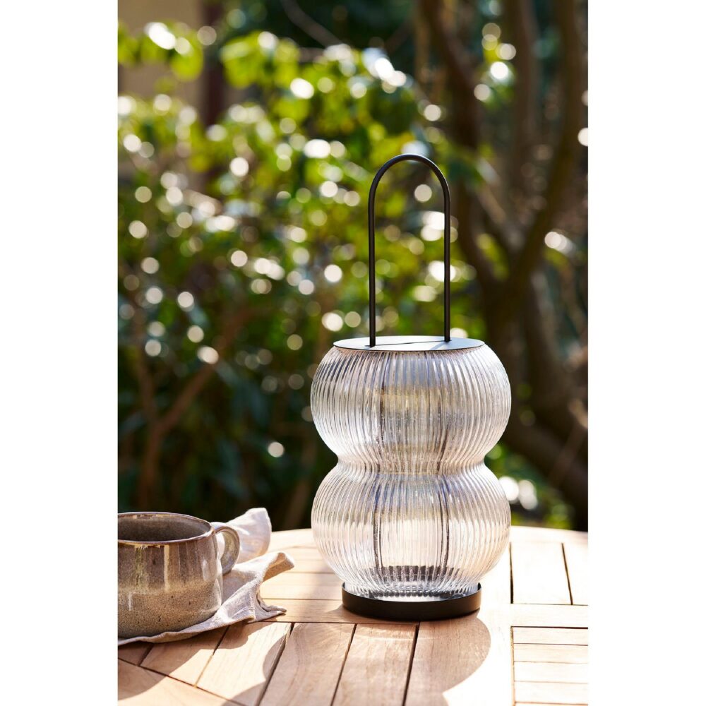 zwarte lantaarn glas en metaal afbeelding 3