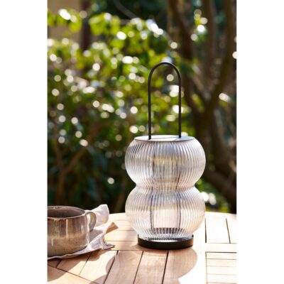 zwarte lantaarn glas en metaal afbeelding 3