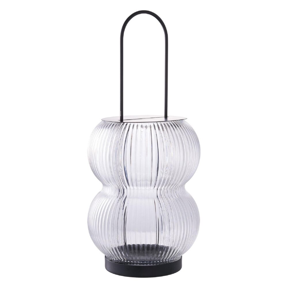 zwarte lantaarn glas en metaal afbeelding 2