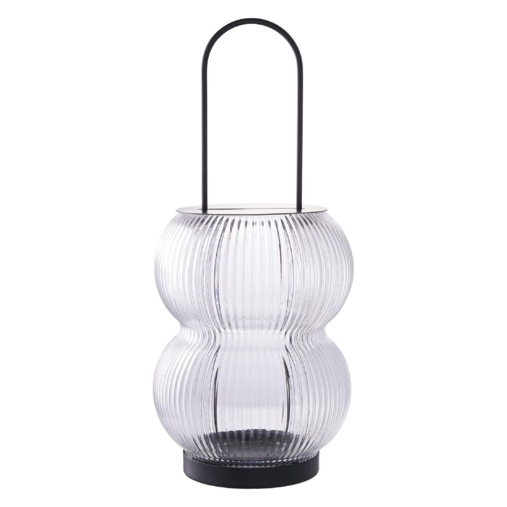 zwarte lantaarn glas en metaal afbeelding 1