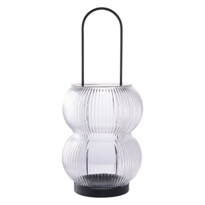 zwarte lantaarn glas en metaal afbeelding 1