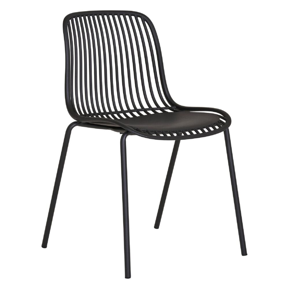 zwarte stapelbare eetkamerstoelen set van 4 afbeelding 1