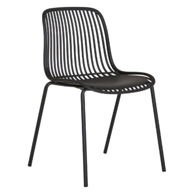 zwarte stapelbare eetkamerstoelen set van 4 afbeelding 1