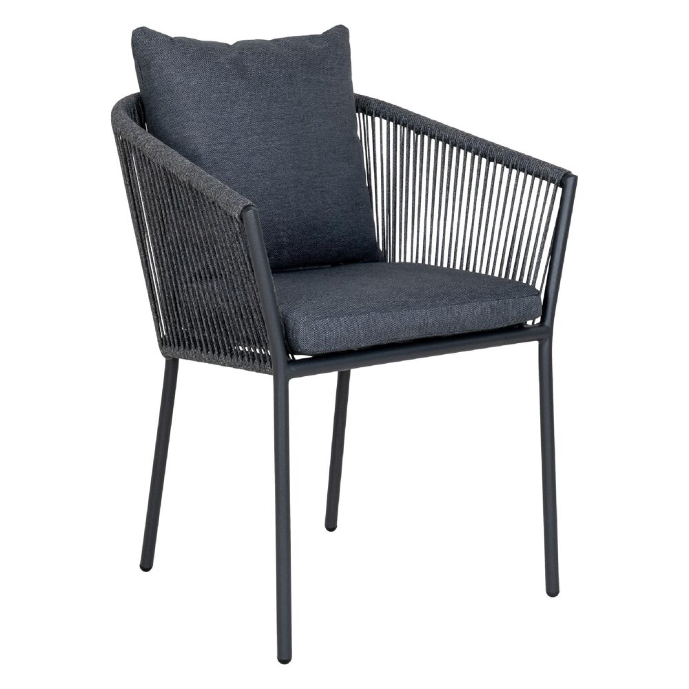 set van 4 grijze aluminium eetkamerstoelen met kussen afbeelding 1