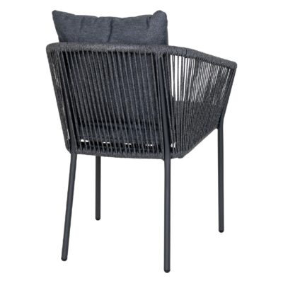 set van 4 grijze aluminium eetkamerstoelen met kussen afbeelding 4