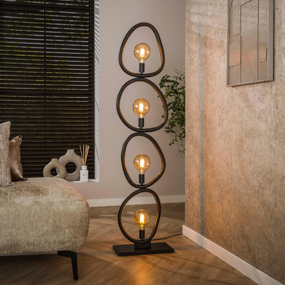 zwarte 4-lichts vloerlamp Sola afbeelding 3