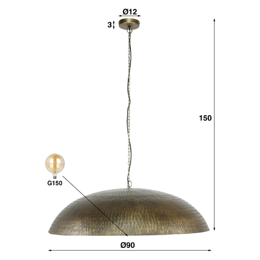 grote ronde hanglamp antiek brons 90 cm afbeelding 2