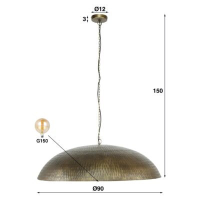grote ronde hanglamp antiek brons 90 cm afbeelding 2